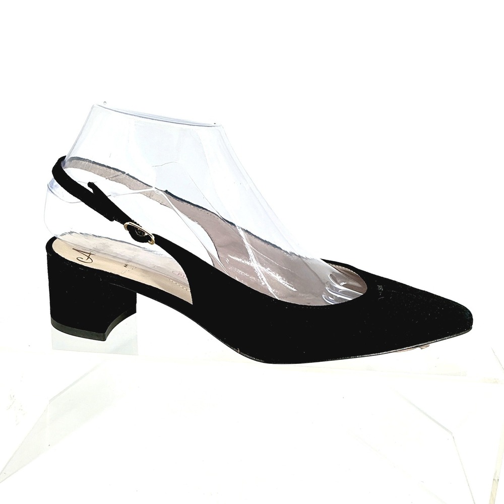 Amalfi by Rangoni Size 6 Black Suede Slingback Block Heel Pumps NEW Italy $276